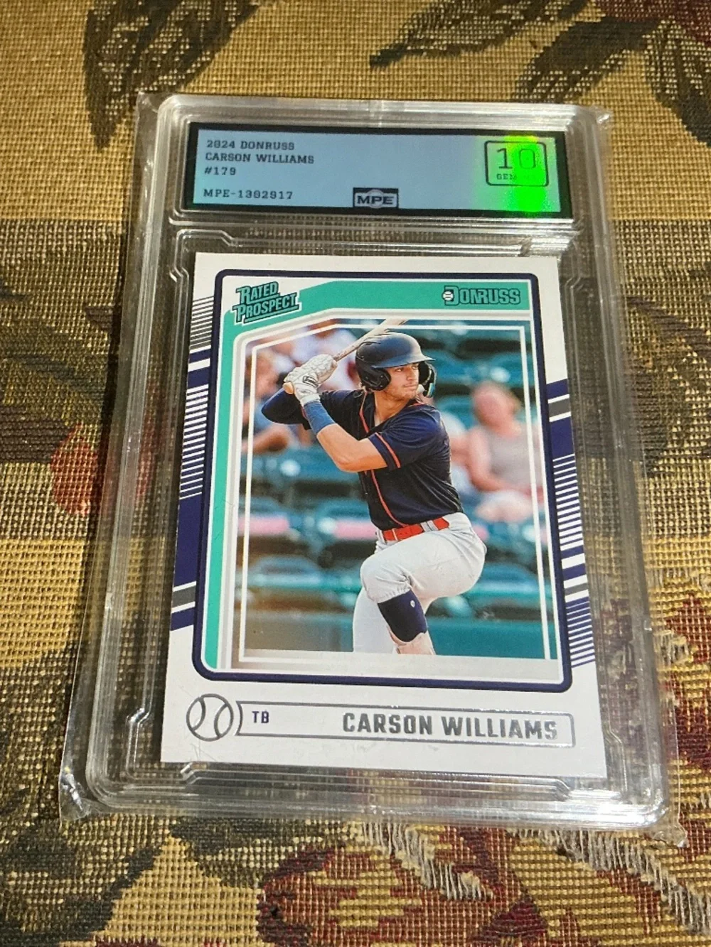 2024 Panini Donruss 179 Carson Williams Graded rookie Rated prospect MPE 10
